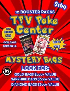 Pokemon $169 Pack Bag By TPV Poke - Includes 12 Packs + 1 Graded Slab