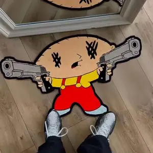 Staples Rug - Cartoon Character Design with Dual Guns, Ideal for Home Decoration