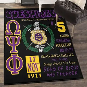 Omega Psi Phi Fraternity Modern Omega Psi Phi Rug Rectangle Doormat Washable Area Rug Non-Slip Carpet For Living Room Bedroom Doormat