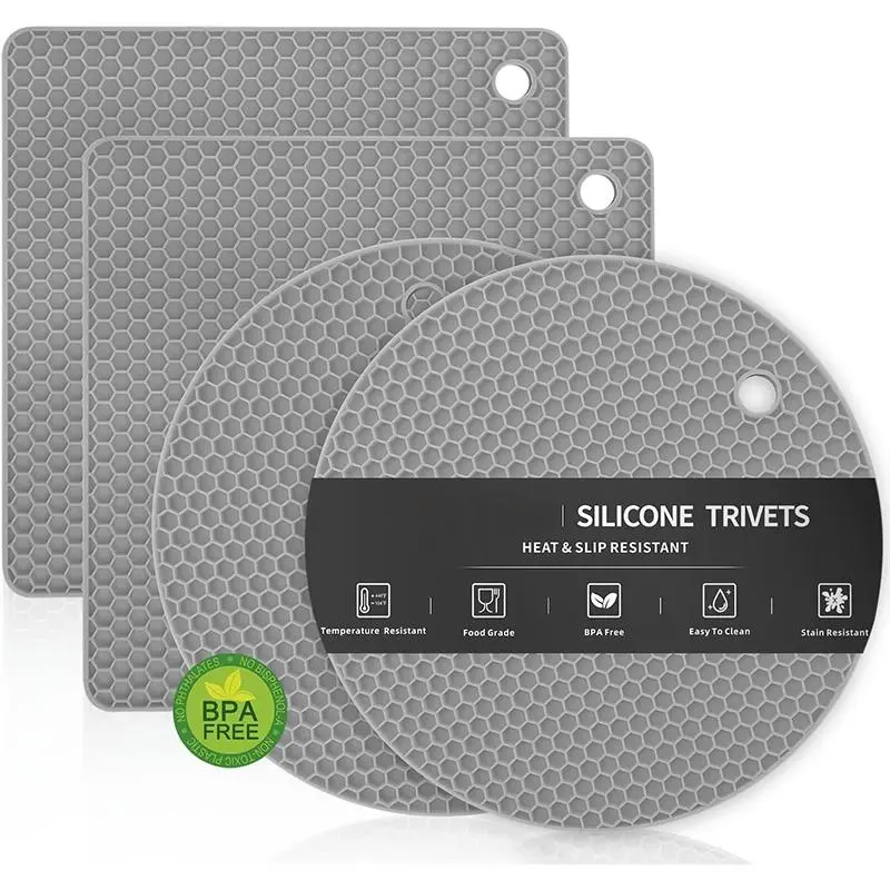 4pcs/set Silicone Pot Holder, Heat Resistant Non-slip Pot Mat, Kitchen Coasters, Kitchen Insulation Tool for Hot Pots, Plates, Bowls, Spoons, Cups