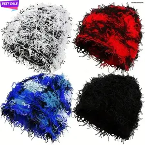 2026 New Arrival Distressed Knitted Fuzzy Beanie | Thick Warm Soft Unisex Winter Hat | Cozy Cold Weather Headwear for Outdoor Activities & Daily Casual Wear | Perfect Christmas Gift | TikTok Shop Black Friday Hot Deal