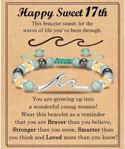 13 14 15 16 17 18 21 Year Old Birthday Gifts for Girls, Wave Birthday Bracelet Gifts with Birthday Card for Teen Girls Her Daughter Granddaughter Niece Friends