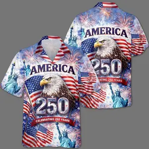 Celebrating 250th Anniversary United States Hawaiian Shirt 4th of July Gift Patriotic Eagle, Statue Of Liberty, 250 Years Of Freedom and Faith KPN