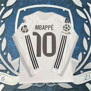 25 26 Home White number 10 Long sleeve Soccer Jersey