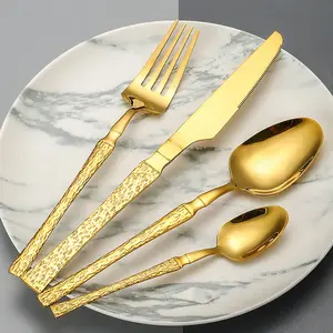 24-Piece Stainless Steel Kitchen Utensils Tableware Set, Textured Handle Design, Includes Forks, Knives, Spoons, Dishwasher Safe, Ideal for Home, Restaurant, Hotel, Party, Wedding