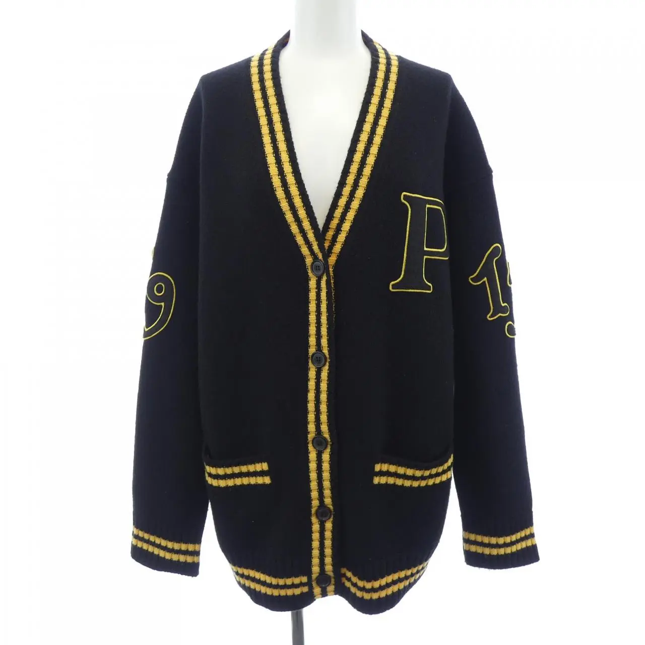 Pre-owned PRADA Cashmere Small Leather Goods oversize silhouette blend cardigan