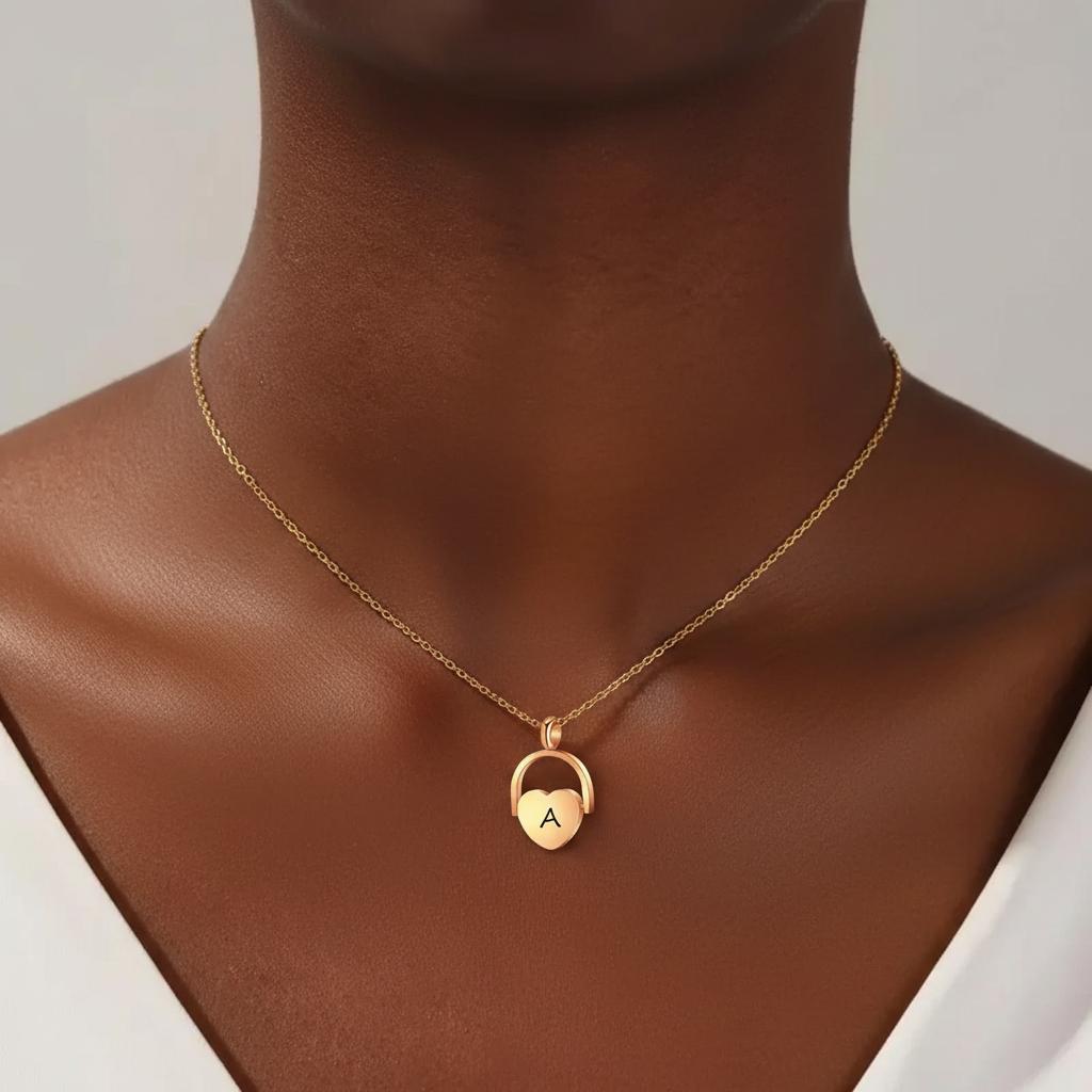 LOVE LAB Dainty Heart Initial Necklace – Personalized Letter Pendant, Elegant Gold Jewelry Gift for Her. Perfect Birthday, Valentine’s, or Anniversary Present for Women & Girls.