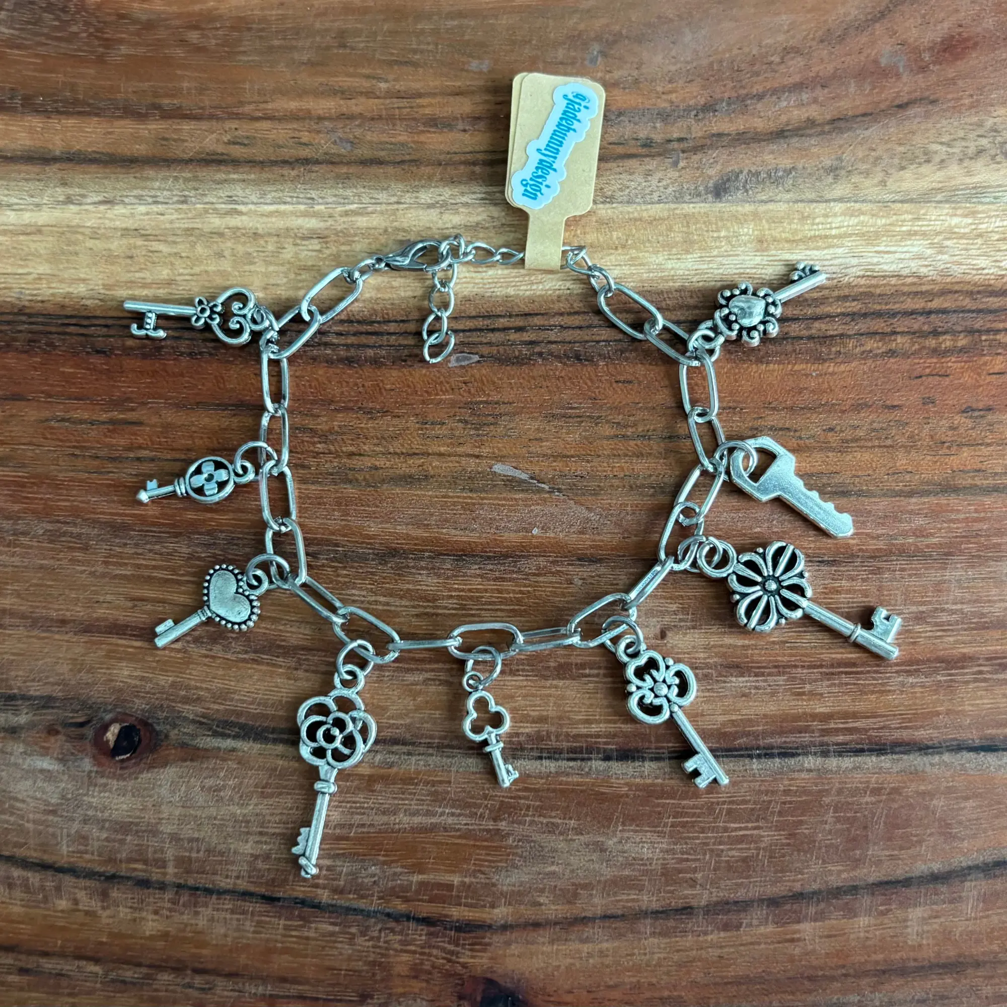 Silver Key To My Heart Charm Bracelet