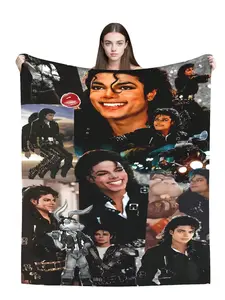 Michael Jackson Collage Throw Blanket For Fans Summer Lightweight Soft Cozy Flannel Plush Blanket King Of Pop Iconic Design Warm Blanket For Couch Bed Sofa Bedroom Decor MJ Fan Gift 2026