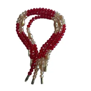 Beaded Anklet with Clasp - Red and Gold Beads, Adjustable Fit, Perfect for Casual and Formal Wear
