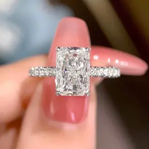 5.0 Carats Moissanite Engagement Rings For Women Men, D color VVS1 Radint cut, 925 Sterling Silver Wedding Band, Luxury Jewelry Gifts For Women Men Couples, Perfect Gifts for Anniversaries, St. Patrick'S Day, Valentine'S Day, Size 6-10