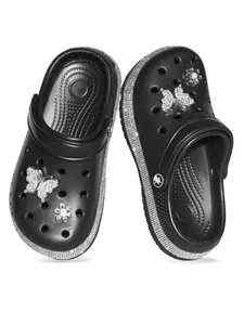 Butterfly and Flower Outdoor Kids Sandals, Beach Slide Sandals, Summer Waterproof Thick Sole Clogs for Beach, Casual All Seasons Footwear