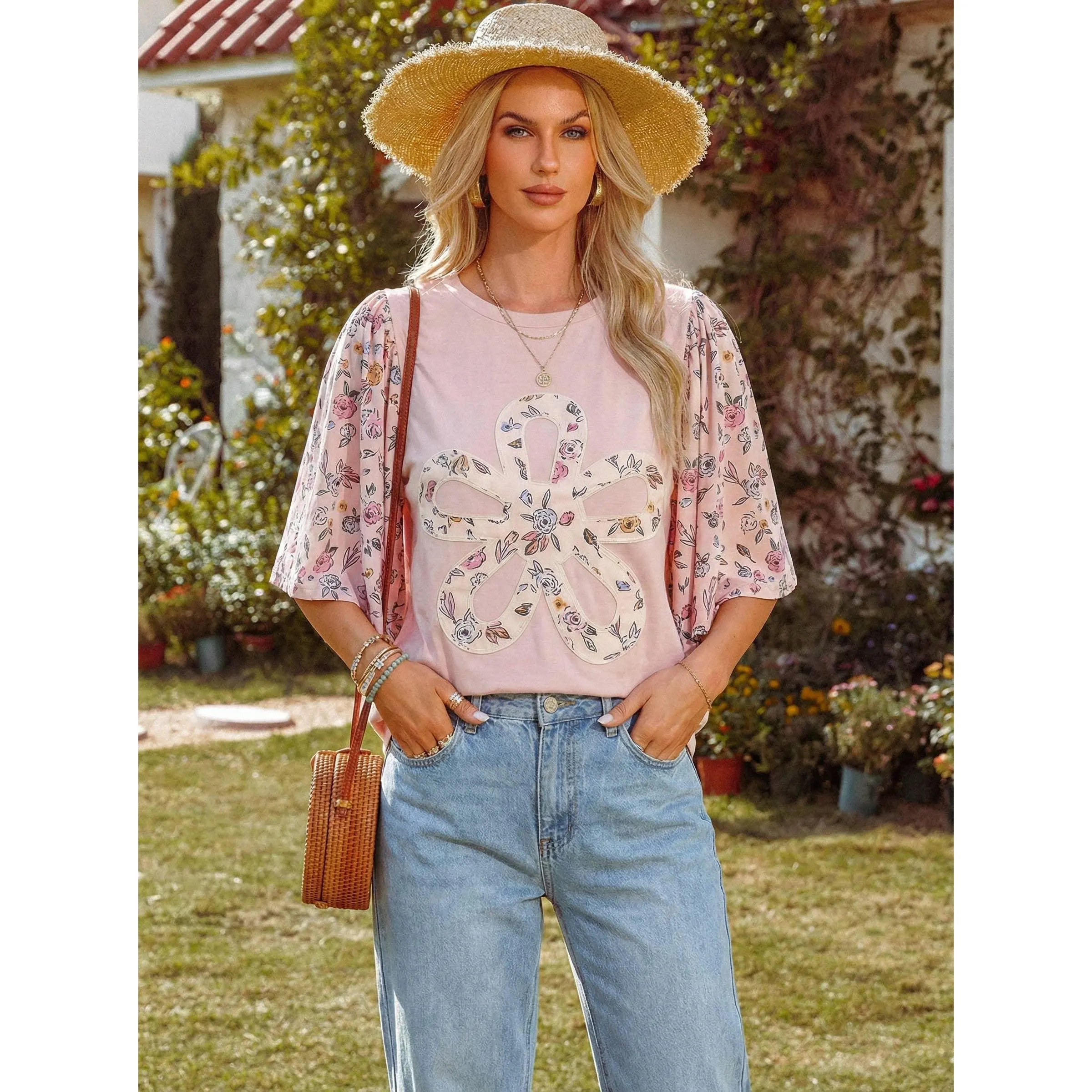 Fashion Floral Patchwork Blouse