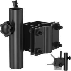 Adjustable RV Flag Pole Mount, Heavy-Duty RV Flag Holder for 1"–1.5" RV Ladders, Fits 1"–1.25" Flagpoles, Vertical & Horizontal Installation, Durable Camper Flag Mount