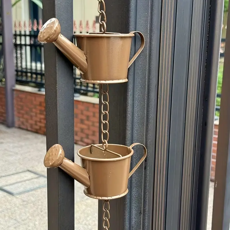 Outdoor Garden Watering Can Wind Chimes, Rain Chain Decorations, Artistic Metal Wall Decor, Iron Crafts, Ornaments, No Precious Metal Plating