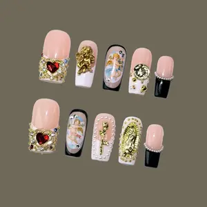SHORT MEDIUM LONG ALMONDS Collection - Handmade Press-On Nails, Reusable, Salon-Quality, Long-Lasting, Glossy Design