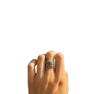 Vintage Roman Arena Design Open Adjustable Fashion Ring, Sports & Outdoor Protective Accessory