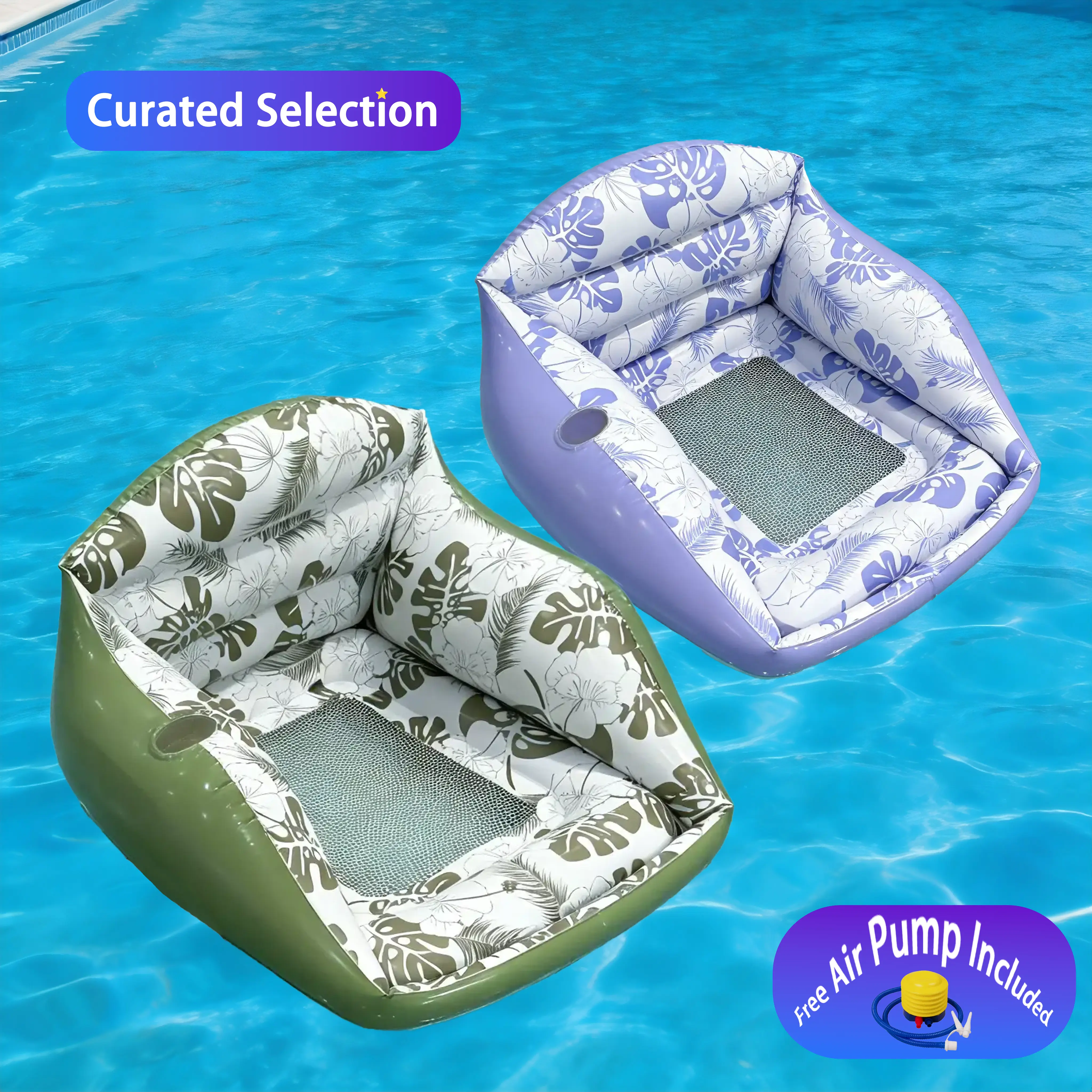 Dog 3-in-1 PVC Inflatable Pool Lounger - Large Cooling Water Sofa with Cup Holder, Stable Floating Chair, Foldable Pool Float for Vacation, Outdoor Fun
