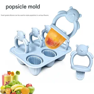 6-compartment silicone bear popsicle mold, baby food storage container, snack, breast milk, fruit puree, popsicle maker, mini ice cream mold - easy to unmold