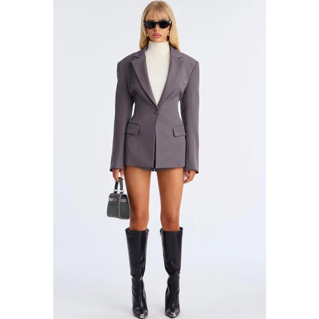 Hailey Hourglass Fitted Blazer - Charcoal Z