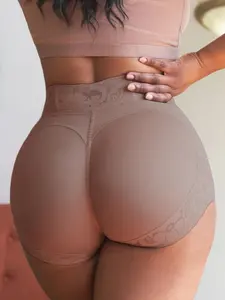 1 Count Women's Comfortable Butt Lifting Tummy Control Shapewear Panties, Fajas, Lace Trim Solid Color Bottoms, Hourglass Waist Shaping Shorts, Fajas, Comfortable Body Shaper Panty, Suitable For Various Occasions, Fitness Workouts, Underwear
