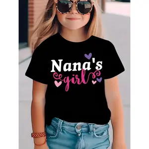 NANA's GIRL Print Short Sleeve T-shirt Girls Comfy Tees Summer Clothes
