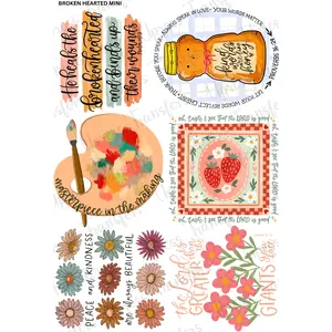 Broken Hearted Mini Gang Sheet DTF Transfer 24.5" x 36" Direct To Film for DIY Enthusiasts Vibrant Custom Options Cozy Handmade Aesthetic Festive Designs Merry & Bright Pastel Designs