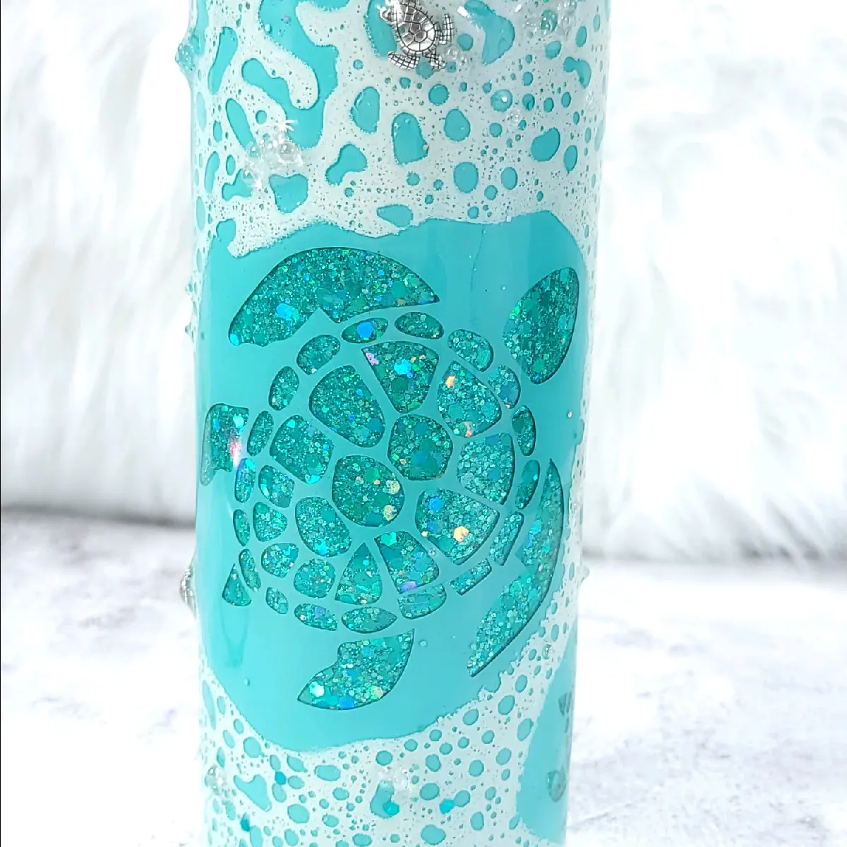 Sea Turtle 3D Epoxy Glitter Tumbler