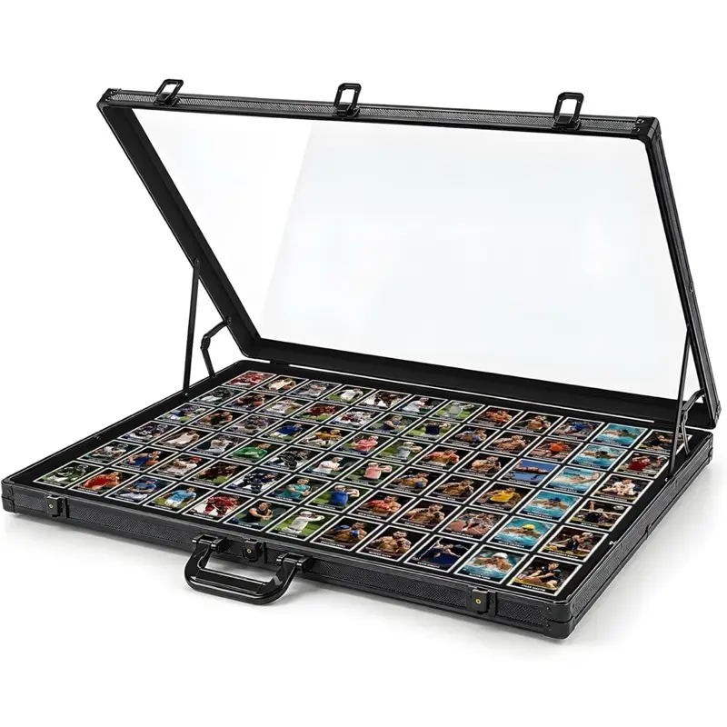 Lockable Aluminum Trade Card Show Display Case - 33x22 in Large, Portable with Handle, Sturdy Organizer for Collectibles, Sports Graded Cards, TCG Craft Jewelry, Safety, Handling, Item Protection, Durable