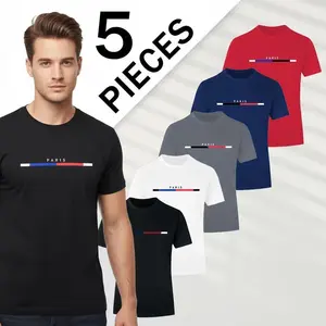 5 Pieces Men's Fashion Letter Pattern T-Shirts | Classic Short-Sleeved Crew Neck | Suitable for Summer Casual Outings Sports Training #Outdoorfun #TopStreetwear #MenTees #LetterTee #SummerWear
