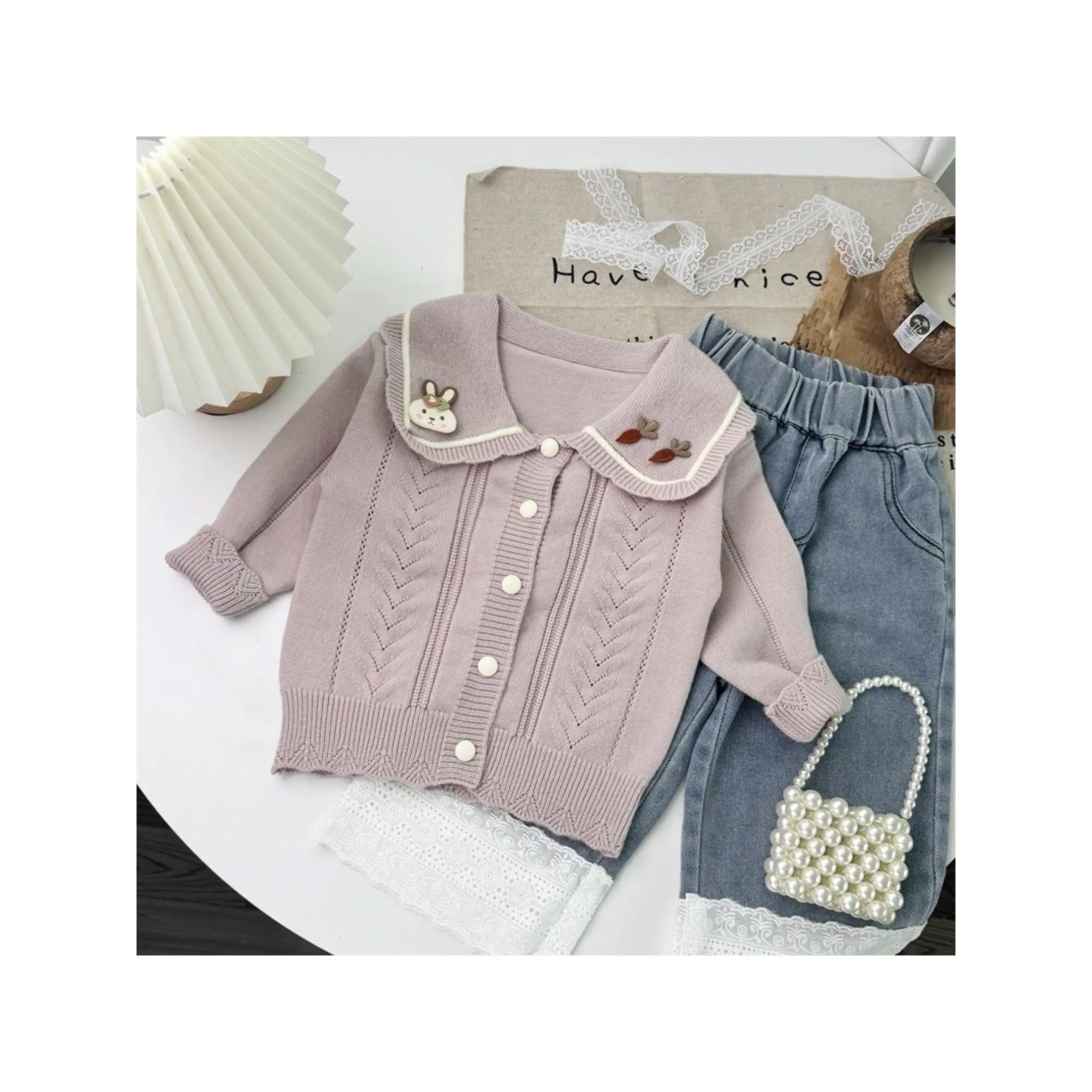 Girls' Soft Cotton Cardigan Sweater, Preppy Solid Color Long Sleeve Button-Down for School Uniforms, Back to School Kids Style, Back To School Haul