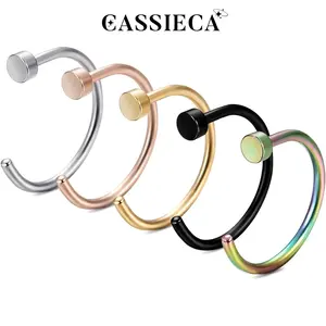 Cassieca  18G-22G 5 Count Stainless Steel Body Jewelry Piercing Nose Ring Hoop for Women Spiral Nose Ring