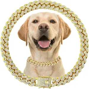 12mm Wide Christmas Pet Collar Bling Full Rhinestone Shiny Necklace for Small Medium Large Dogs Cats