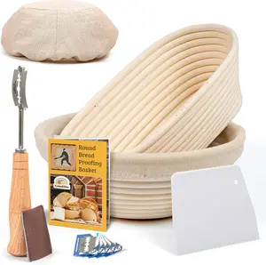 Bread Banneton Proofing Basket Set, 9" Round & 10" Oval, Sourdough Bread Baking Supplies Starter Kit, Bread Making Tools, Bread Basket Gift Set, by Criss Elite