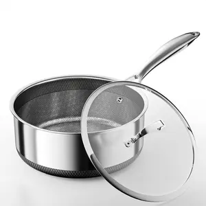Sauce pan with Lid,  2.8 Quart Hybrid Stainless Steel Saucepan, 8-inch PFOA Free 5-Ply Stainless Steel Pans for Cooking, Induction Cookware Set Oven and Dishwasher Safe