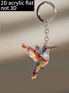 [2D Flat] 1pc, acrylic keychain, shiny side colored bird, practical and beautiful novelty keychain, key chain, holiday gift decorative key pendant, car key chain, backpack wallet key chain
