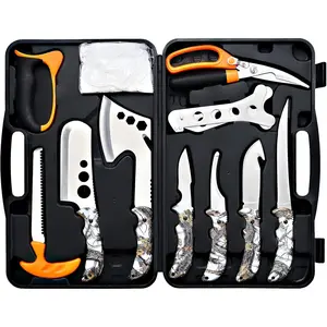 12 Pieces Portable Hunting Deer Knife Set Field Dressing Kit - Portable Butcher Game Processor Kit for Outdoor Hunting Processing