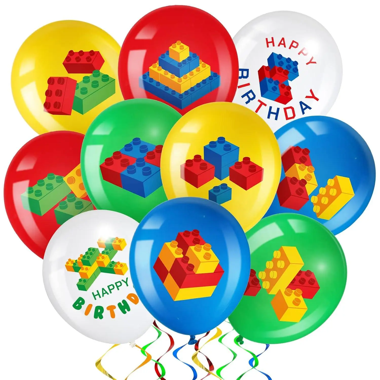 60 Pieces Building Blocks Themed Birthday Party BalloonsBrick Themed Balloons Decorations Building Block Party Latex Balloons Brick Party Balloons For Kids Toddlers Birthday Party Supplies