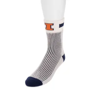 Men's Striped Calf-High Terry Knit Socks, Unisex, Ultra-Soft, Comfortable for GameDay Lounging