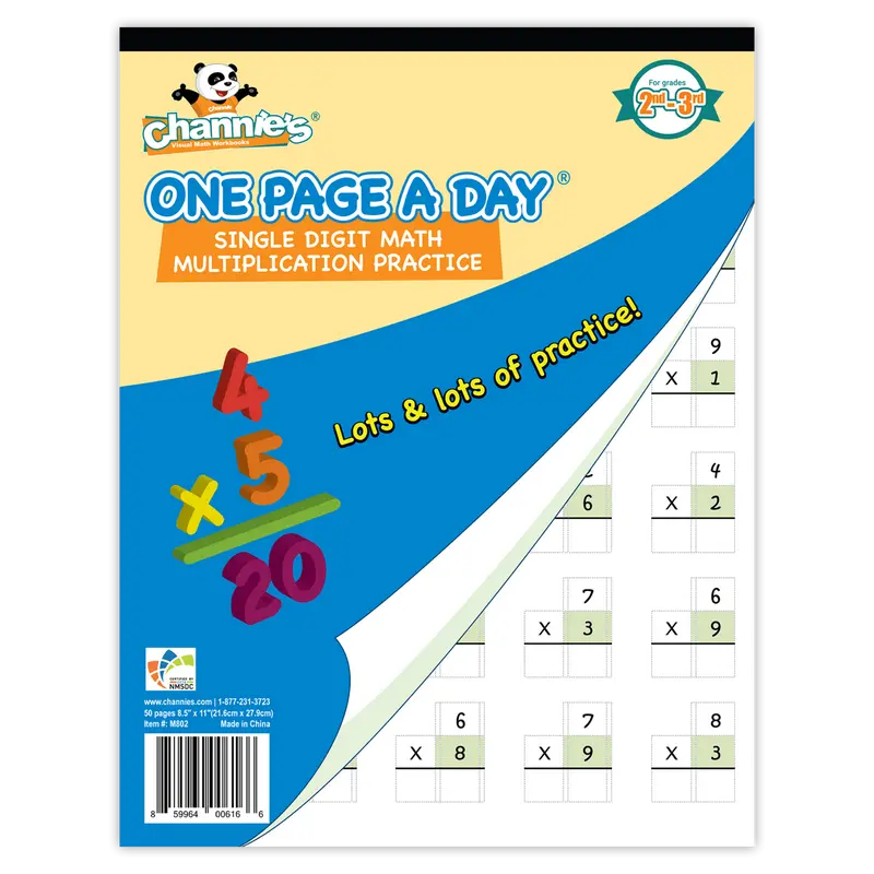 1 Page A Day Single Digit Multiplication Math Workbook - Visual Daily Practice, Homeschool Supplies, Elementary School Learning Tool for Grades 2-3, School Classroom Supplies, Travel-Friendly Education Resource