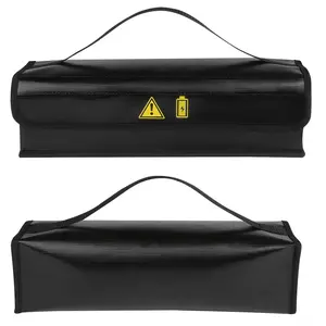 Fireproof lithium battery safety bag for electric bicycles, high temperature resistant, waterproof and explosion-proof polyester storage and charging case, suitable for electric bicycle battery storage - black