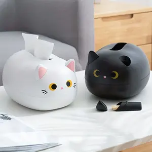 LATTBY Cute Cat-shaped Tissue Box Home Decoration Choice - Adorable Cat-shaped Plastic Storage Box Decorative Storage Box Suitable for bathroom and living room (Ideal gift for cat lovers)