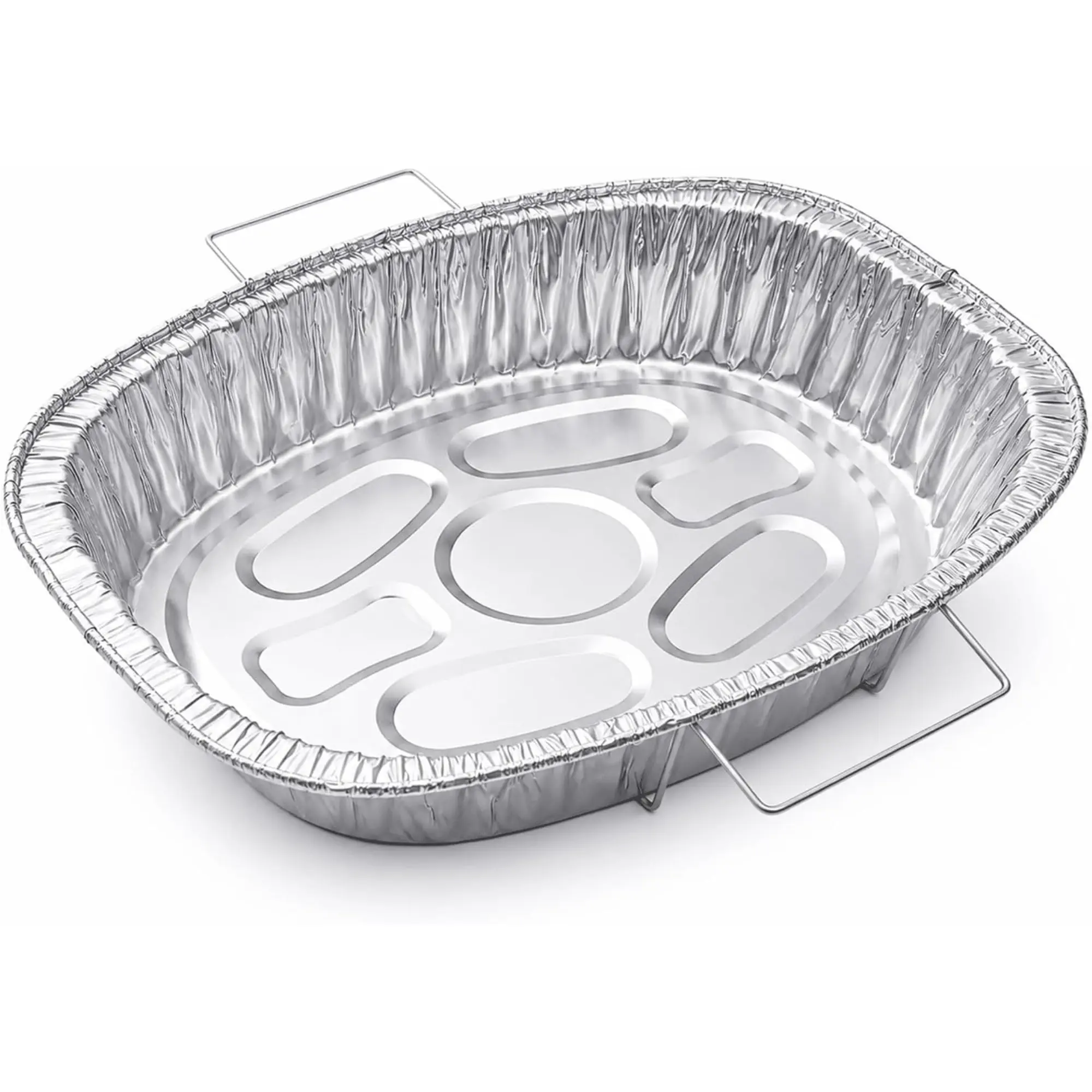 VeZee Oval Turkey Roaster Pan 17.75 x 17 x 3.25 in with Handles, Disposable Aluminum Roasting Pan for Turkey, Chicken & Ham, Heavy Duty Oven Safe Baking Tray, Roasting, Cooking, Serving & Easy Cleanup, Recyclable, BPA Free