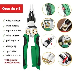 8 in 1 Wire Stripper Twister for Cutting and Pulling Wires, Cable Scissors, 12V to 250V Live, Null, Hot Wire Judgment AC DC, Voltage Tester Pliers, Audible and Flashing LED Alarms Gift for Father, Boyfriend, Husband, Male friend, Diy Enthusiast