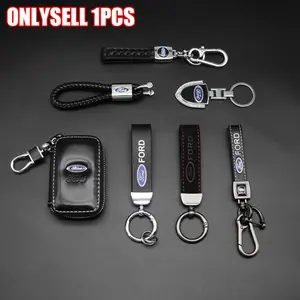 Ford Car Logo Keychain Wristlet Strap 3D Metal Keyring, Handmade Braided Premium Key Holder, Durable and Stylish Auto Essential