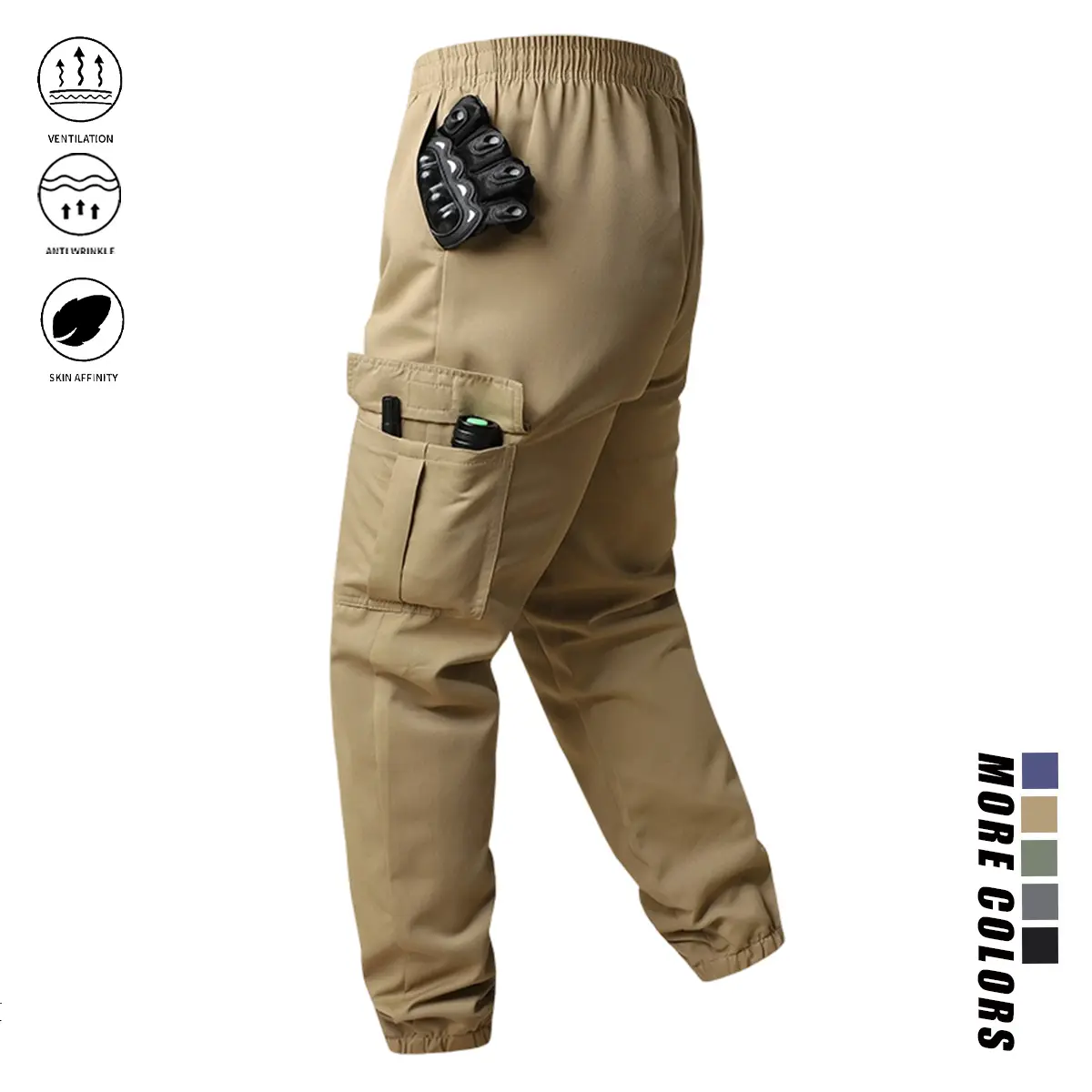 Men’s tactical cargo pants – multifunctional zippered pockets, suitable for hunting, hiking, construction, and travel; durable multi-pocket work pants for outdoor activities, construction, and hiking; regular fit.