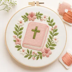 Beginner Kit, Embroidery Kit, Elegant Hand Embroidered Cross Stitch Set, DIY Sewing Supplies, Includes Printed Cotton Fabric, Thread, Needle, Instruction Chart