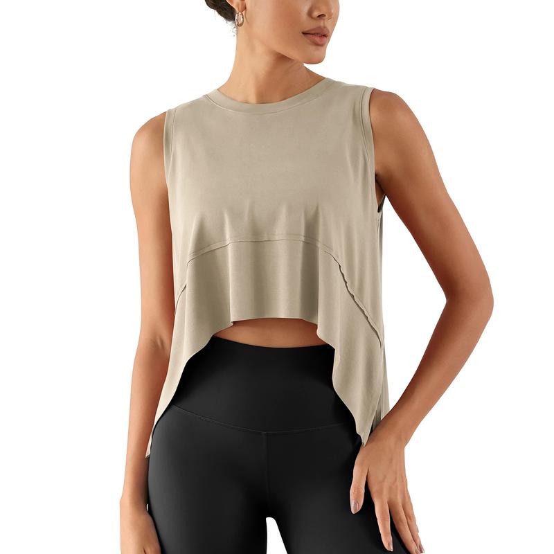 ODODOS Modal Soft Sleeveless Crop Top for Women Athletic Tee Gym Workout Cropped Yoga Tank ODODOS Modal Soft Sleeveless Crop Top for Women Athletic Tee Gym Workout Cropped Yoga Tank