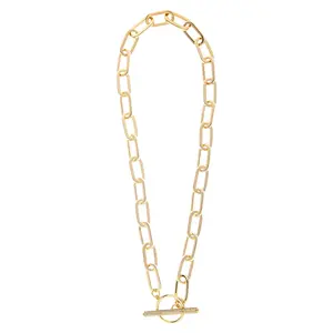 Paper Clip Chain + Cubic Zirconia Toggle Necklace