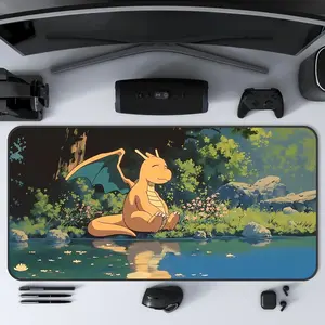 Dragonite Pkm Anime Desk Mat, Cute Dragonite Mouse Pad, Keyboard Mat, Cute Kawaii Pkm Desk Mat For Office, Gift For Gamer